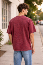 Acid wash T-shirt Maroon