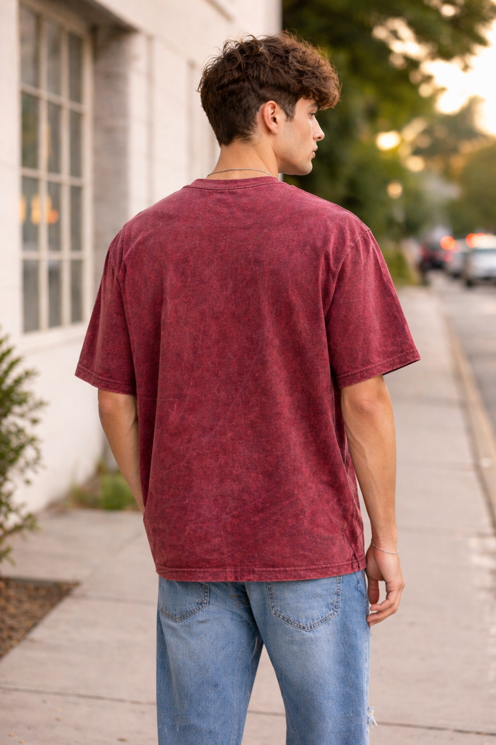 Acid wash T-shirt Maroon
