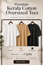 Kerala Cotton Oversized T-shirt (Pack of 3)