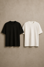 PREMIUM OVERSIZED T-SHIRT – BLACK & WHITE (240 GSM) (PACK OF 2)