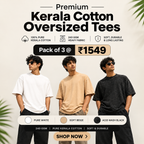 Kerala Cotton Oversized T-shirt (Pack of 3)