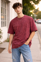 Acid wash T-shirt Maroon