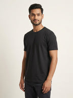Black round neck t-shirt side view - Nasheyy