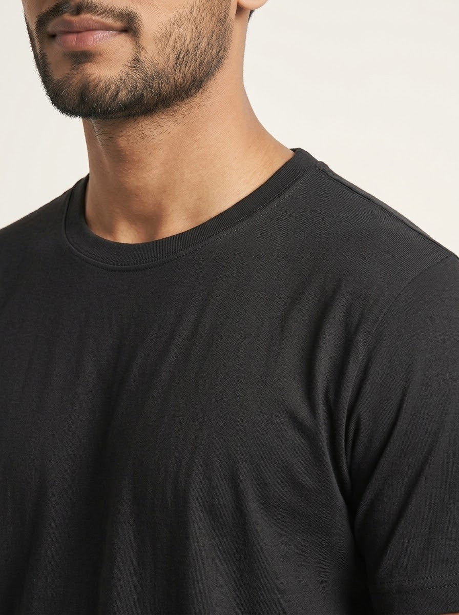 Black t-shirt fabric close up - Nasheyy