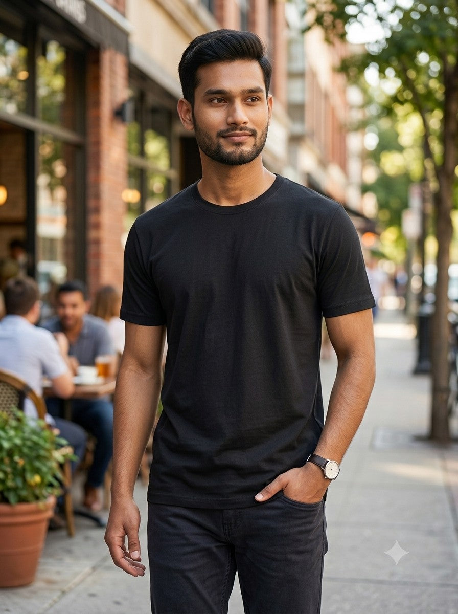 Black t-shirt casual wear - Nasheyy
