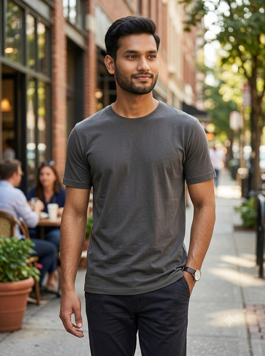 Charcoal Grey t-shirt casual wear - Nasheyy