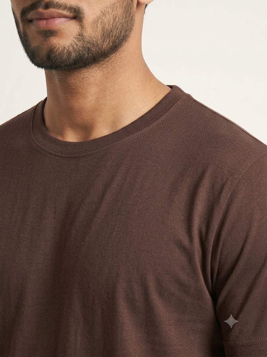 Coffee Brown t-shirt fabric close up - Nasheyy