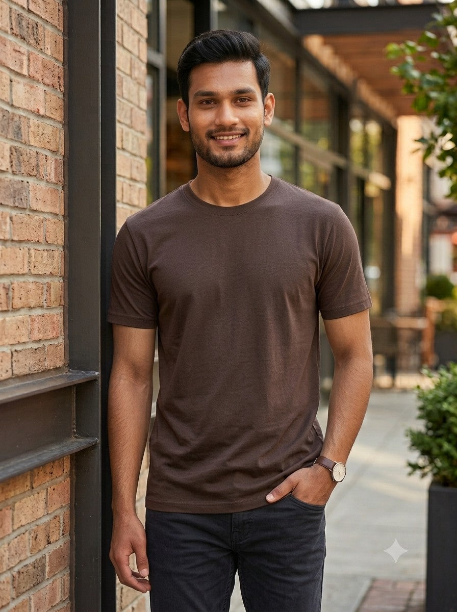 Coffee Brown t-shirt street style - Nasheyy