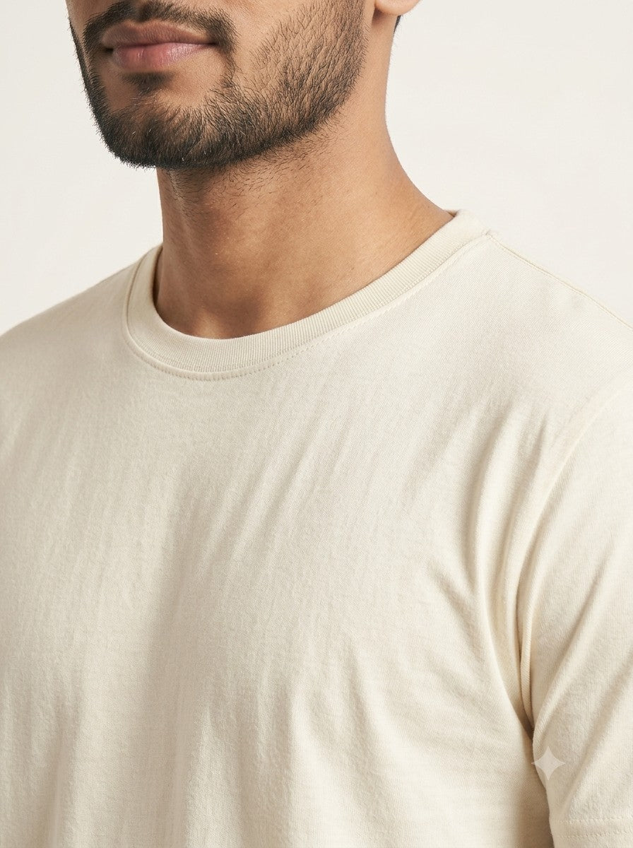 Cream t-shirt fabric close up - Nasheyy
