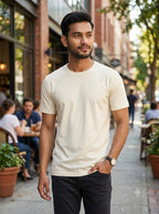 Cream t-shirt casual wear - Nasheyy