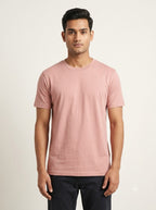 Dusty Pink round neck regular fit t-shirt 180 GSM cotton - Nasheyy