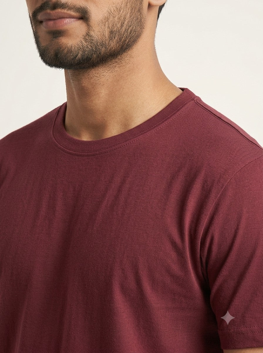 Maroon t-shirt fabric close up - Nasheyy