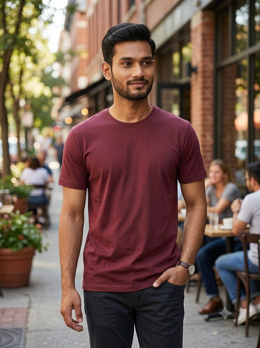 Maroon t-shirt casual wear - Nasheyy