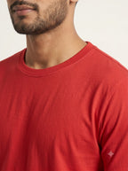 Red t-shirt fabric close up - Nasheyy