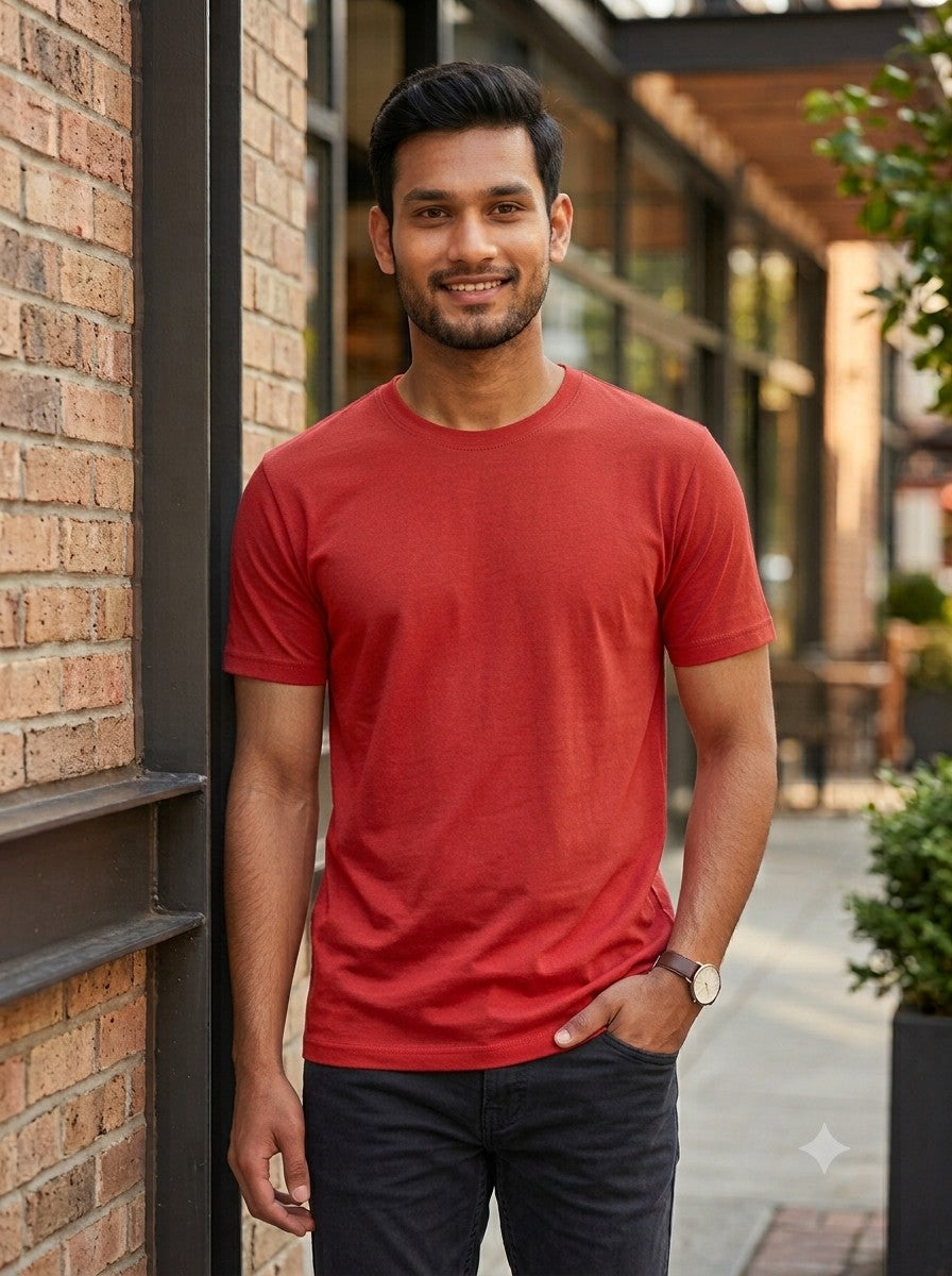 Red t-shirt street style - Nasheyy