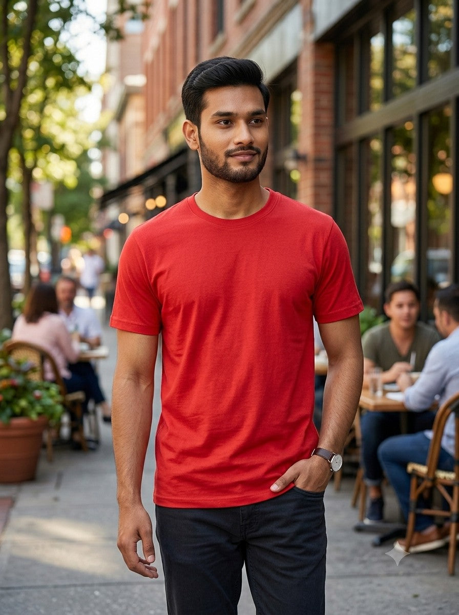 Red t-shirt casual wear - Nasheyy